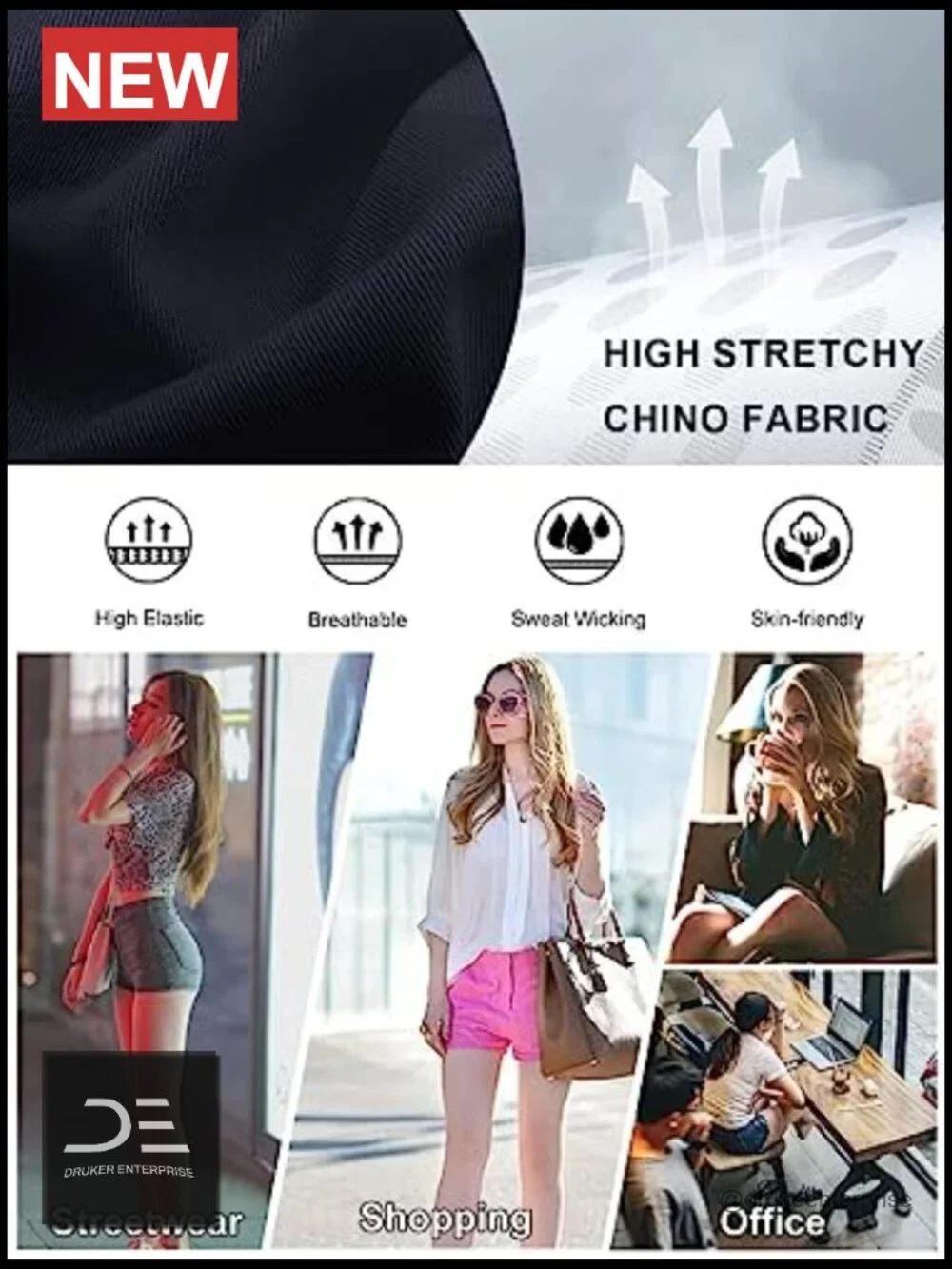 Mid Rise Stretchy Denim Shorts with Pockets